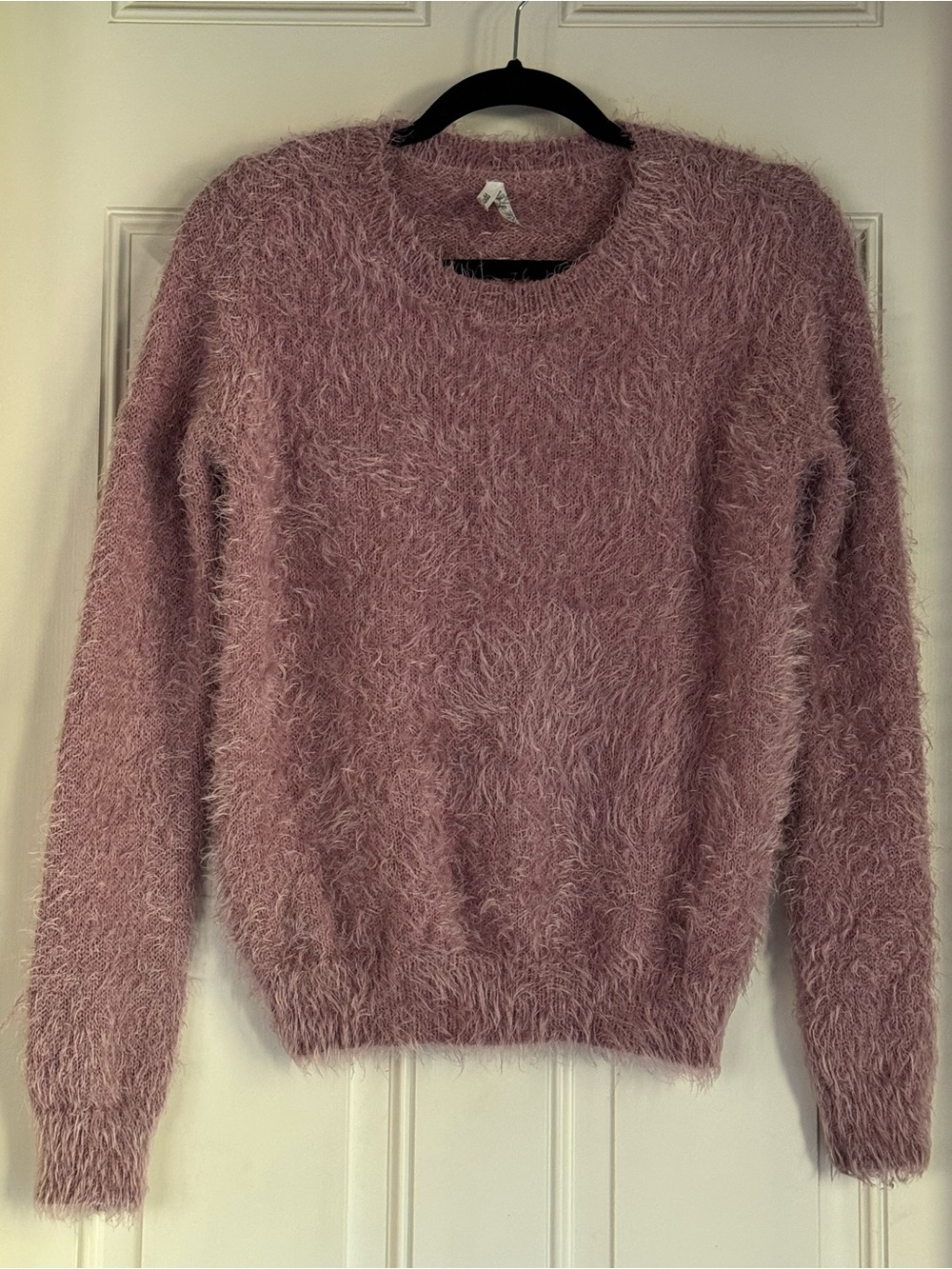 Mudd Clothing Fuzzy Crewneck Sweater in Dusty Rose